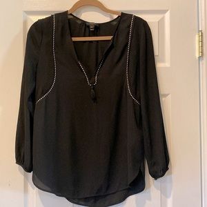 light and airy black peasant blouse.  J. Crew size 00. Perfectly versatile!